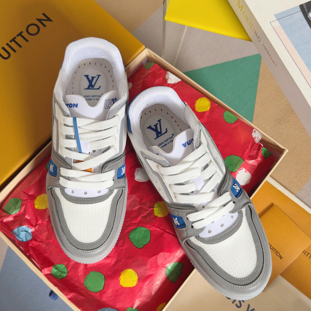 Louis Vuitton Men's LV Trainer Sneakers Round Toe Lace Up Solid Color Low Top Board Shoes Casual Shoes #76831