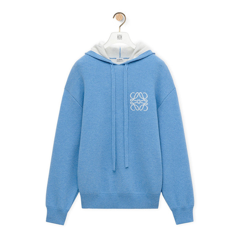Loewe Men's High-Street Logo Jacquard Double-Layer Wool Casual Solid-Color Spring/Fall Long-Sleeve Pullover Hoodie Sweatshirt #81712
