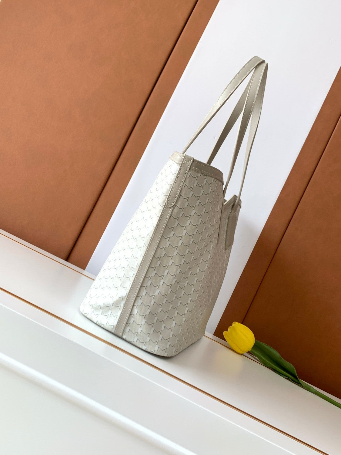 Moynat M Canvas Women's Classic Fashion Gray Canvas Tote Bag With Hook Closure Dual Use Handle And Shoulder Strap Bag Bags #78699