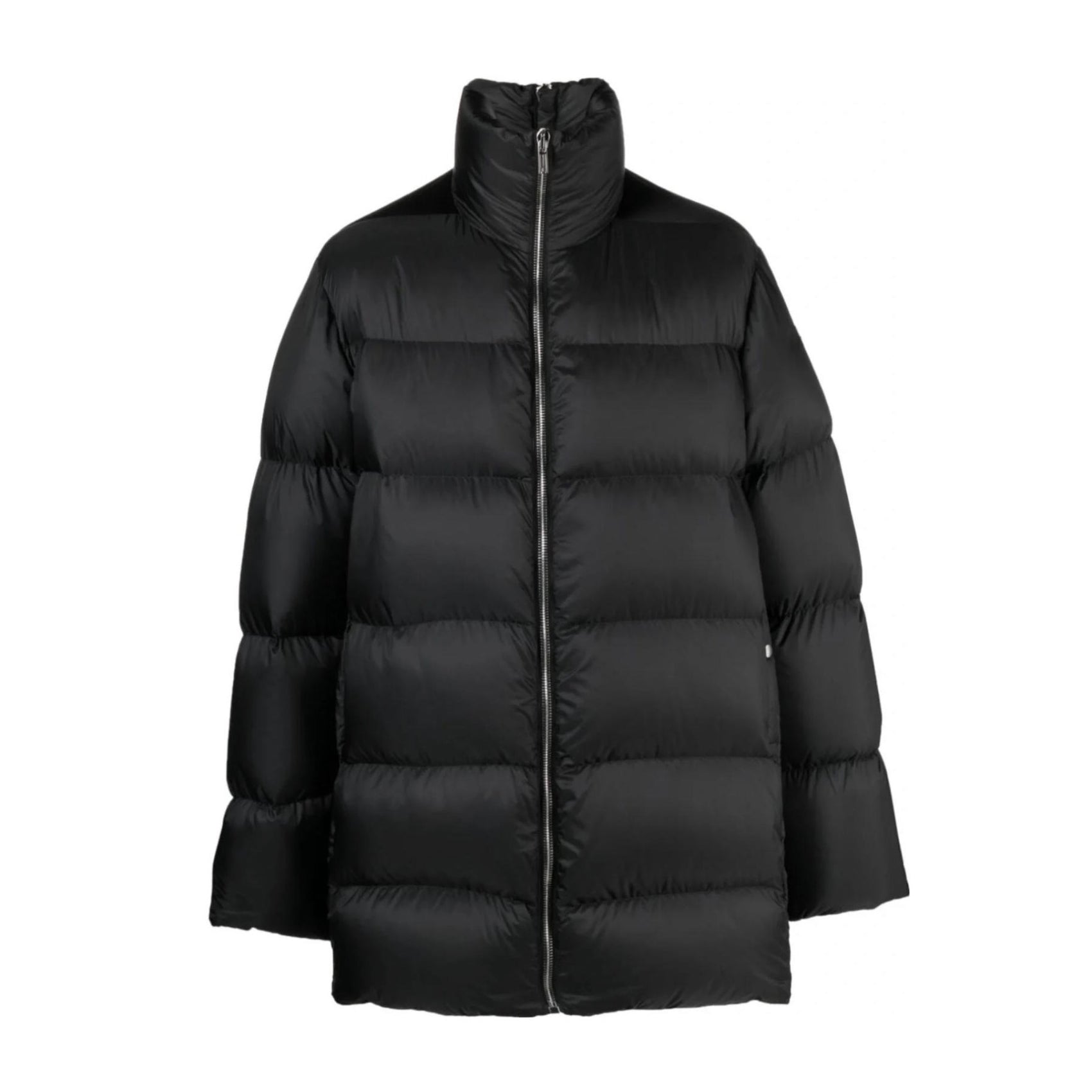 Moncler x Rick Owens Men's And Women's Winter Black Glossy Zipper Long Sleeve Puffer Down Jacket #73786