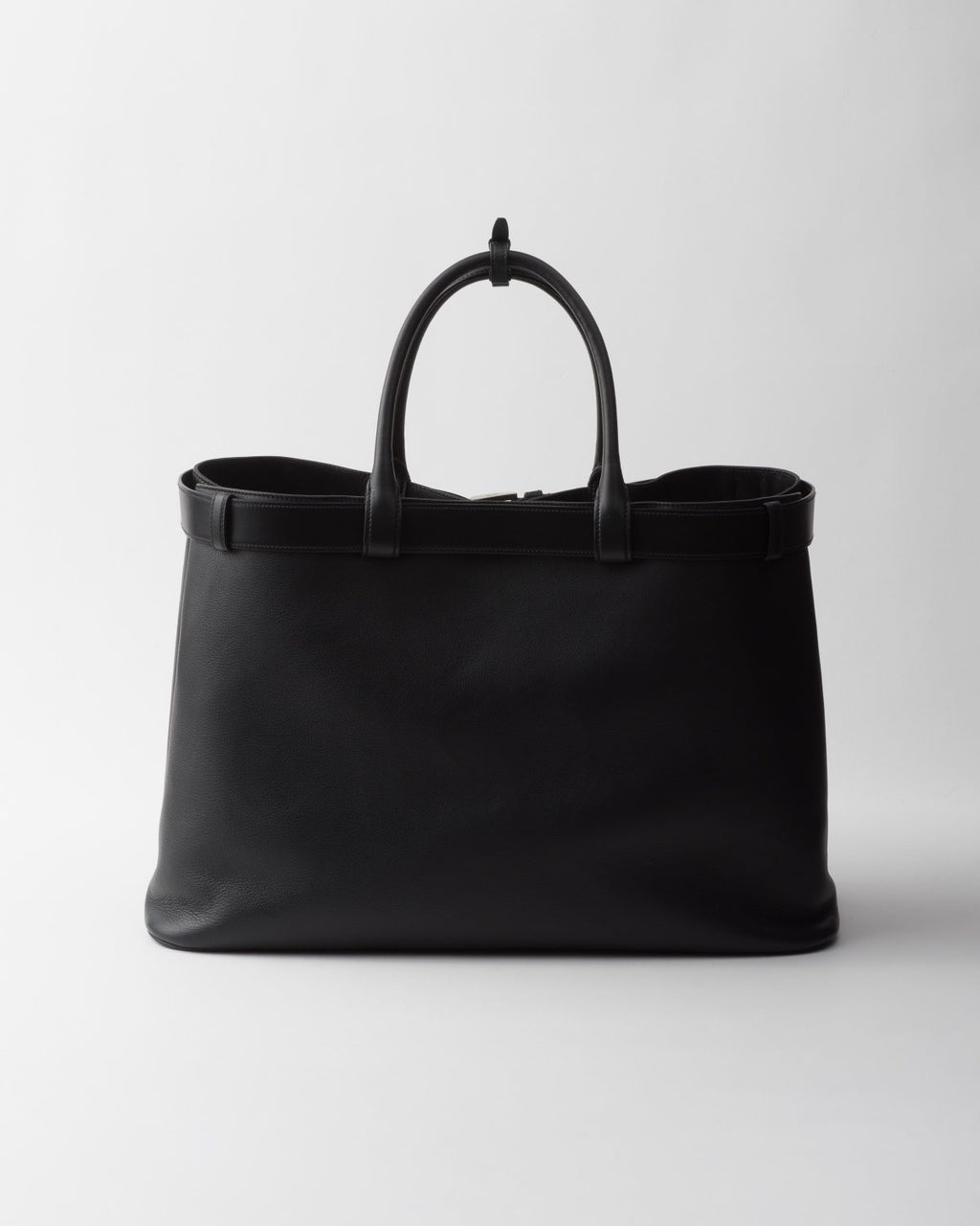 PRADA Black Prada Buckle Leather Bag With Belt #334235