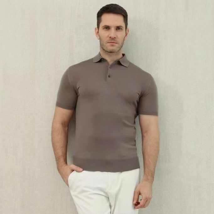 Loro Piana Men's Summer Lapel Straight Solid Color Fitted Pullover Short Sleeve Polo Shirt Ngvp #1554