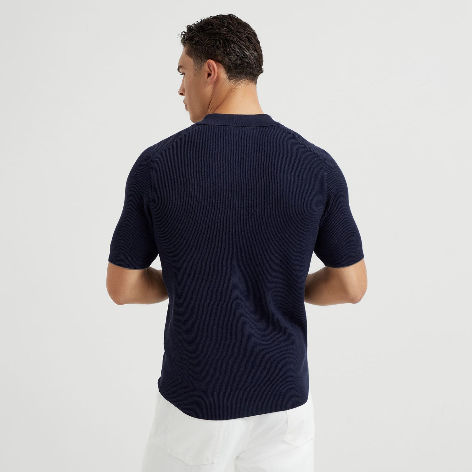 Brunello Cucinelli Men's Business Casual Spring Summer Cotton British Ribbed Knit Polo Shirt Fashion Trend Casual Comfort Lapel T-Shirt Ngvp #1347