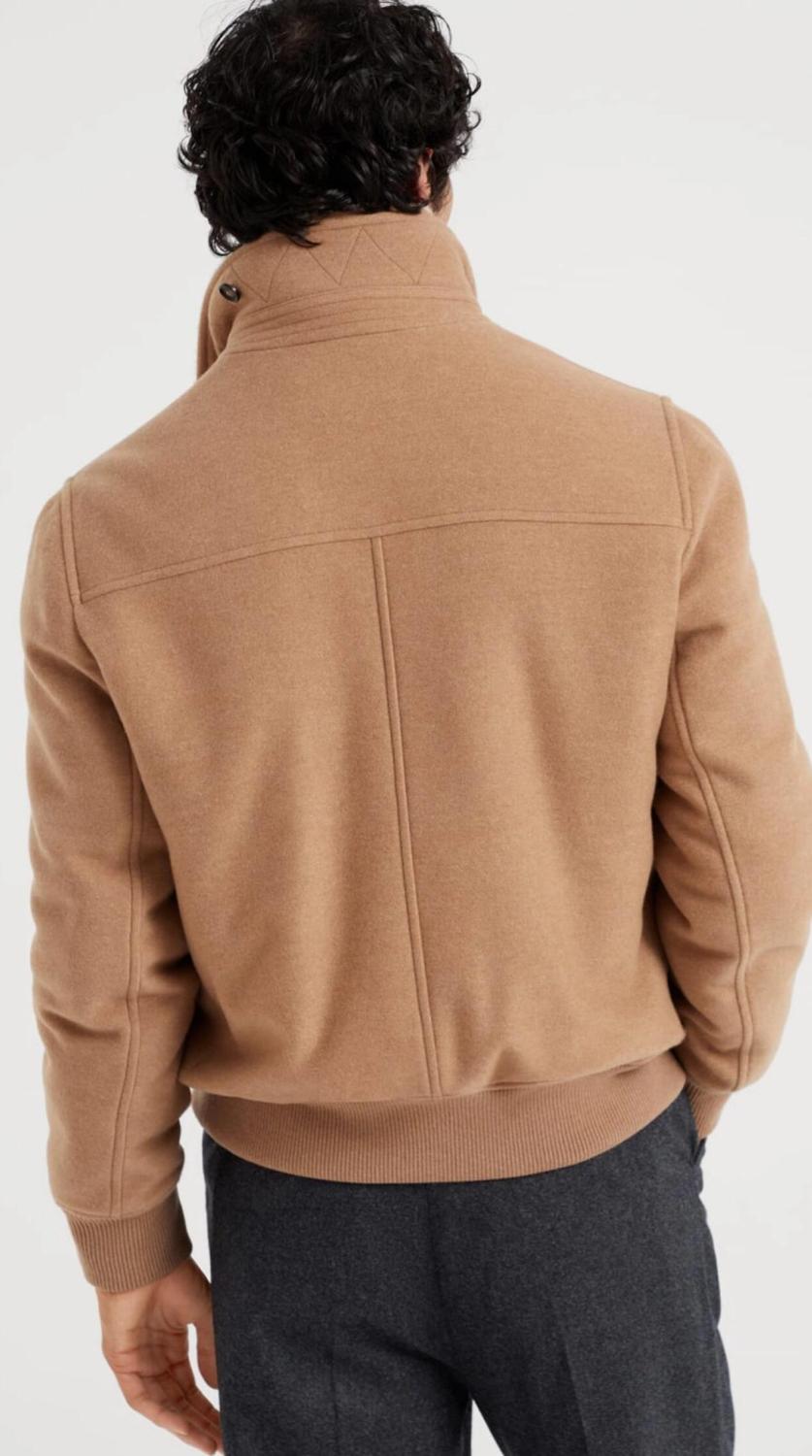 Brunello Cucinelli Men's Spring/Autumn Double-Chain Head Zipper Solid Color Detachable Collar Long Sleeve Pilot Jacket Ngvp #2291