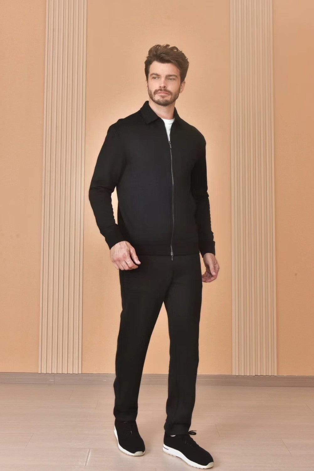 Loro Piana Men's The Gift of Kings® Blackrock Bomber Coat Long Sleeve Zipper Lapel Jacket Casual Solid Pants Set Ngvp #9645