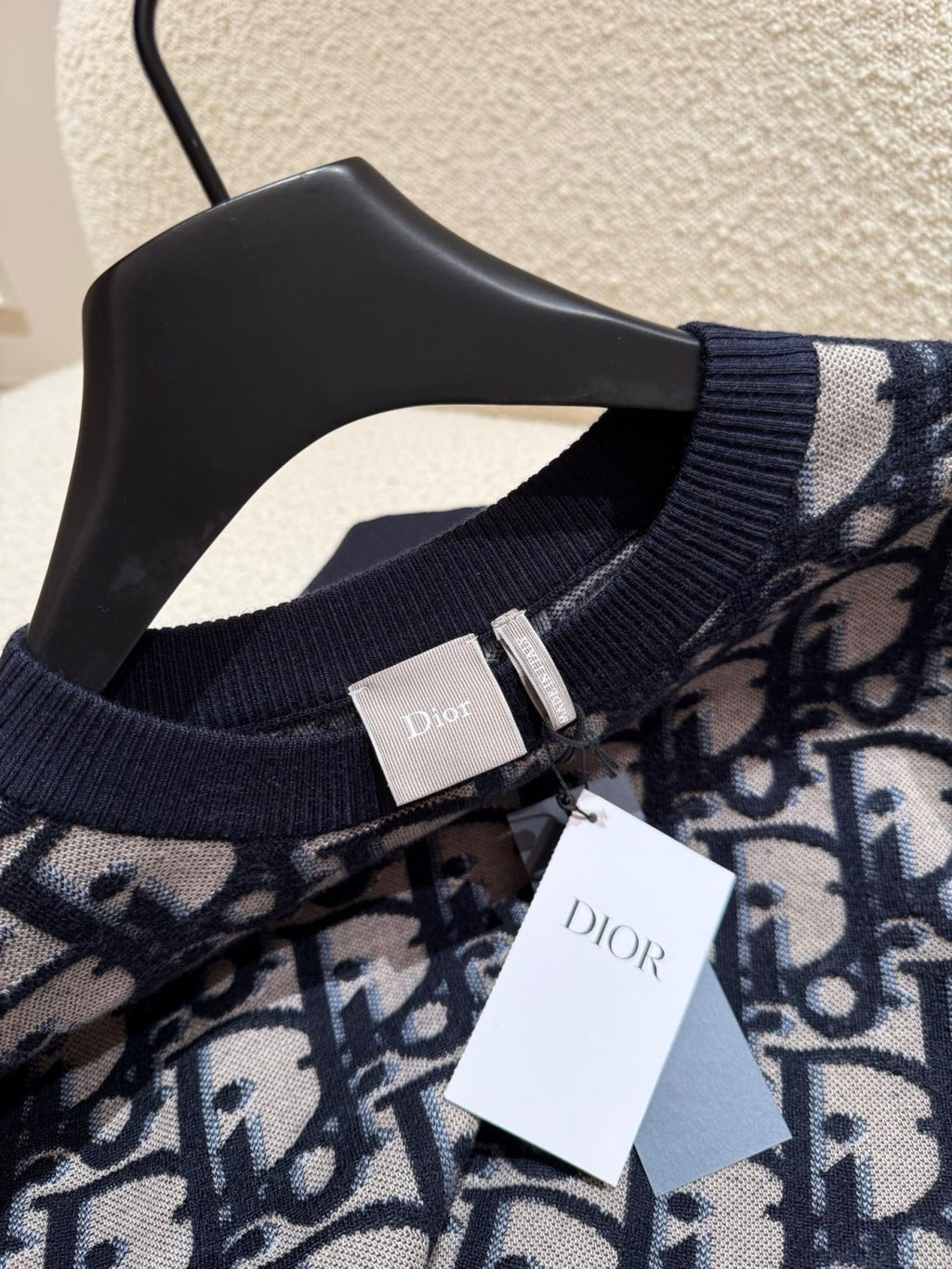 DIOR Dior Oblique Sweater Blue Cotton Wool Silk Blend Jacquard #377022