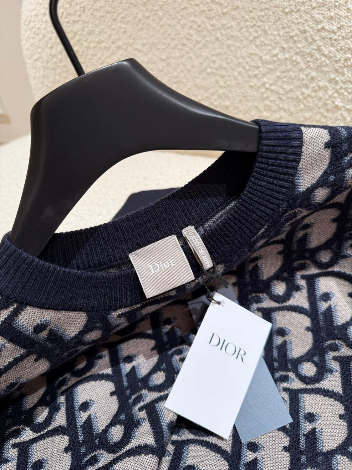 DIOR Dior Oblique Sweater Blue Cotton Wool Silk Blend Jacquard #377022