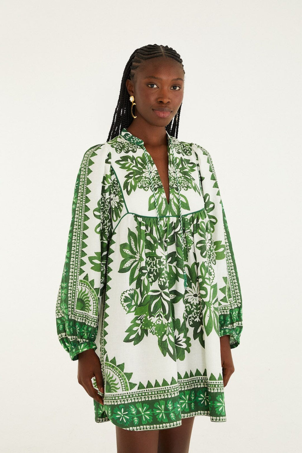 Green Flora Tapestry Mini Dress