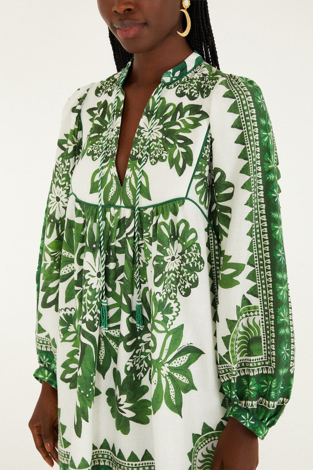 Green Flora Tapestry Mini Dress