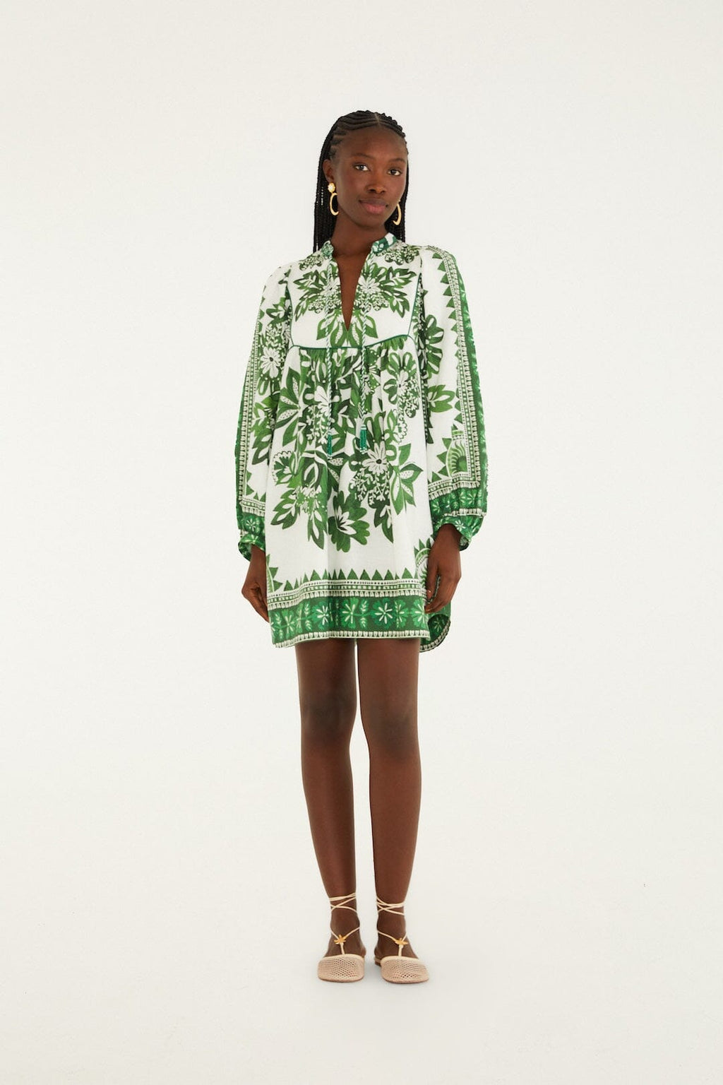 Green Flora Tapestry Mini Dress