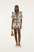 Light Green Floral Delhi Tapestry Belted  Romper