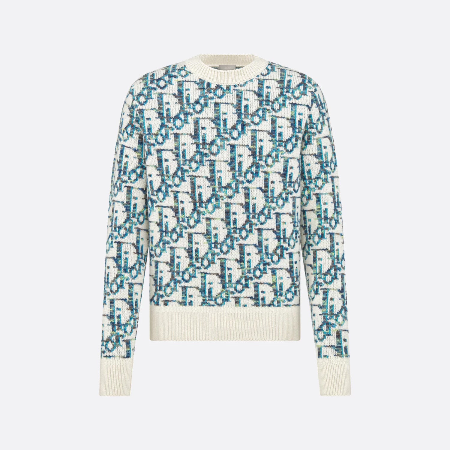 Dior Men's And Women's Spring/Summer Fashion Casual Sheep Wool Jacquard Fabric Oblique Print Round Neck Long Sleeve Knitted Sweater #78298