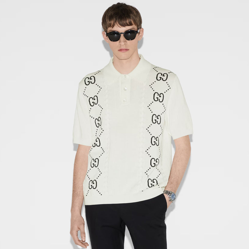 Gucci Men's Summer Logo Appliqué Knit Short Sleeve Polo Shirt T-Shirt #72545