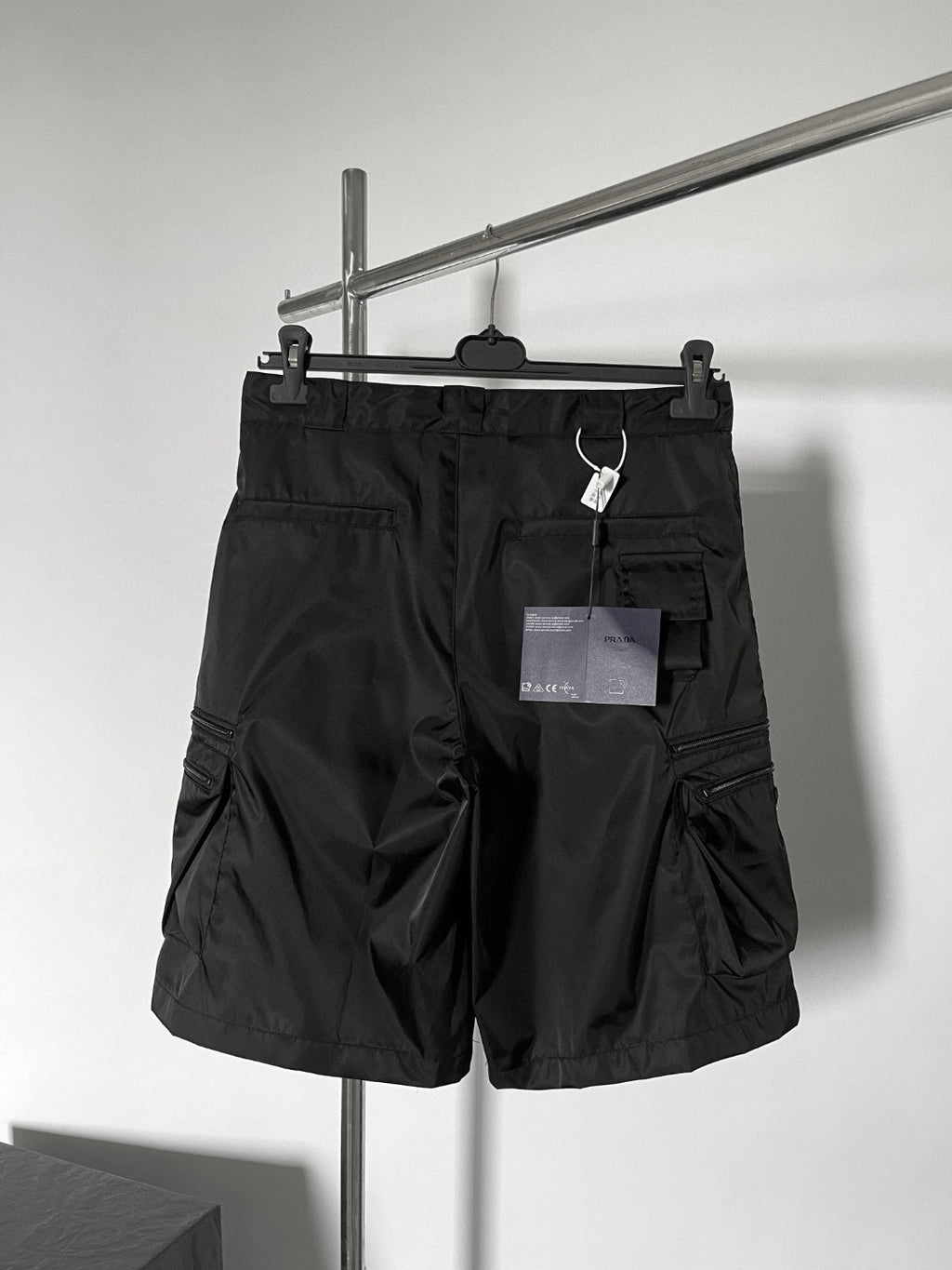 Prada Men's Summer Solid Colour Triangle Logo Nylon Casual Zip Up Shorts #76476