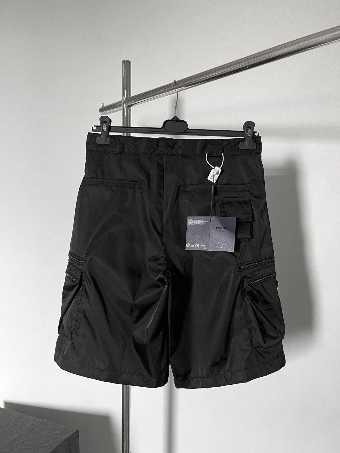 Prada Men's Summer Solid Colour Triangle Logo Nylon Casual Zip Up Shorts #76476