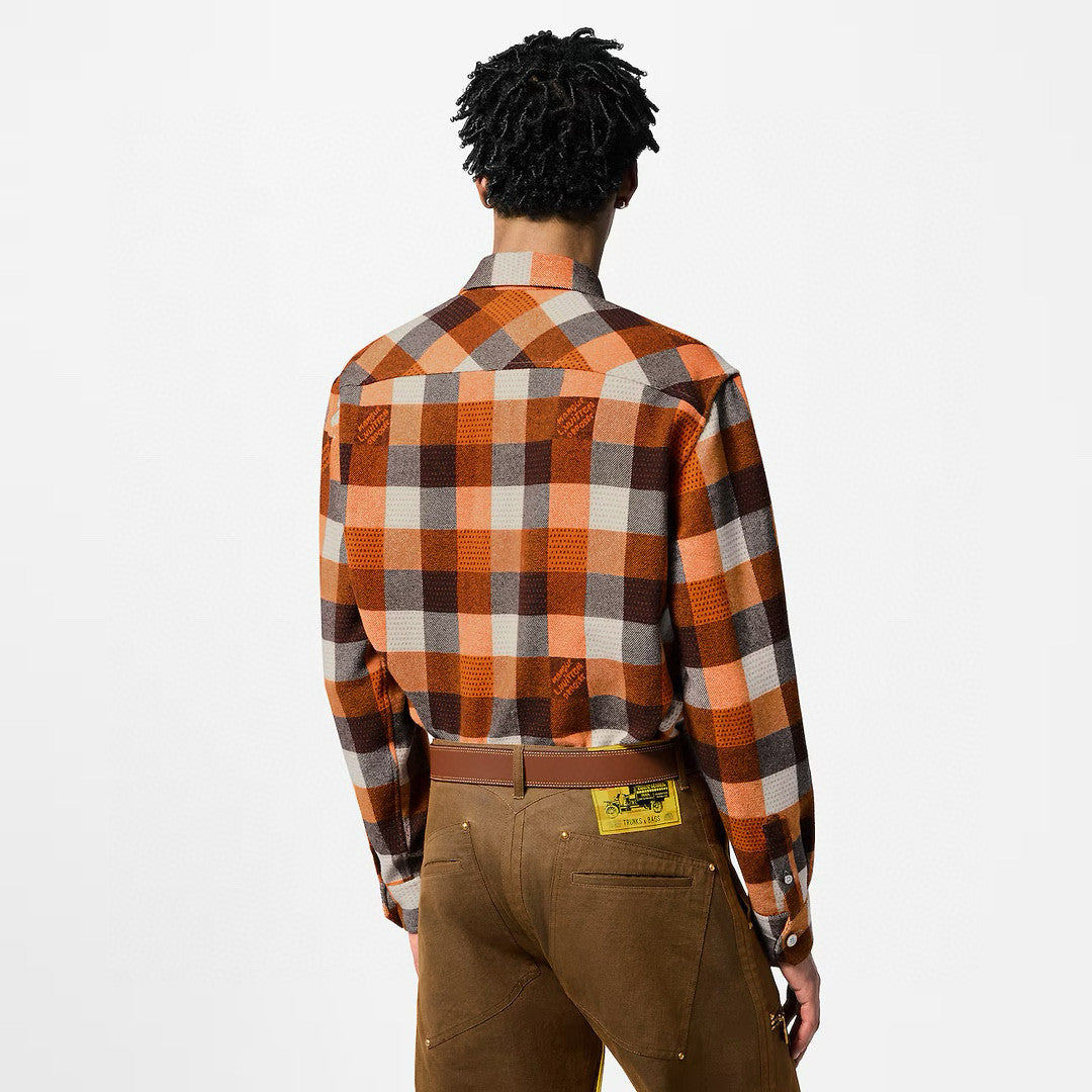 Louis Vuitton Men's Spring/fall Fashion Classic Plaid Pattern Collared Single Breasted Long Sleeve Shirt #78475