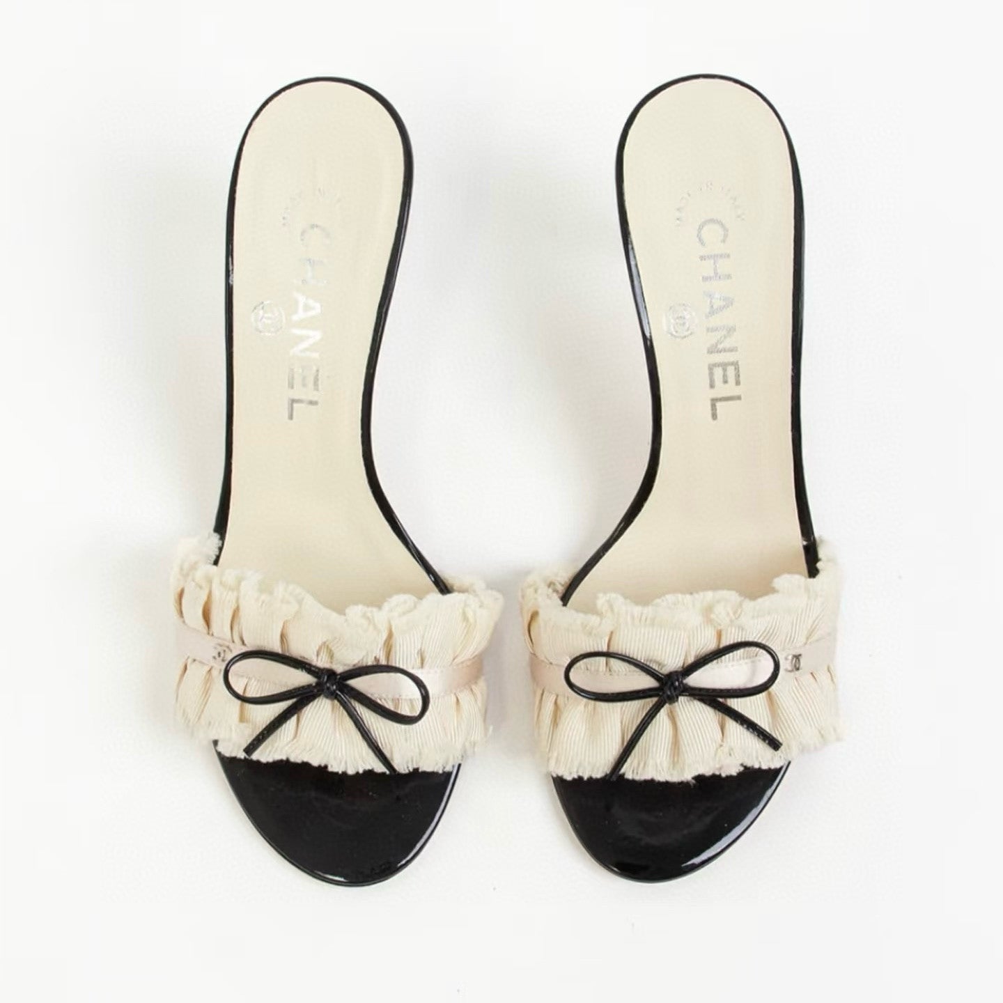 Chanel Vintage Women's Summer Fashion Classic Round Toe Slip On Heeled Sandals With Exposed Heel And Thin Heel Shoes #78949