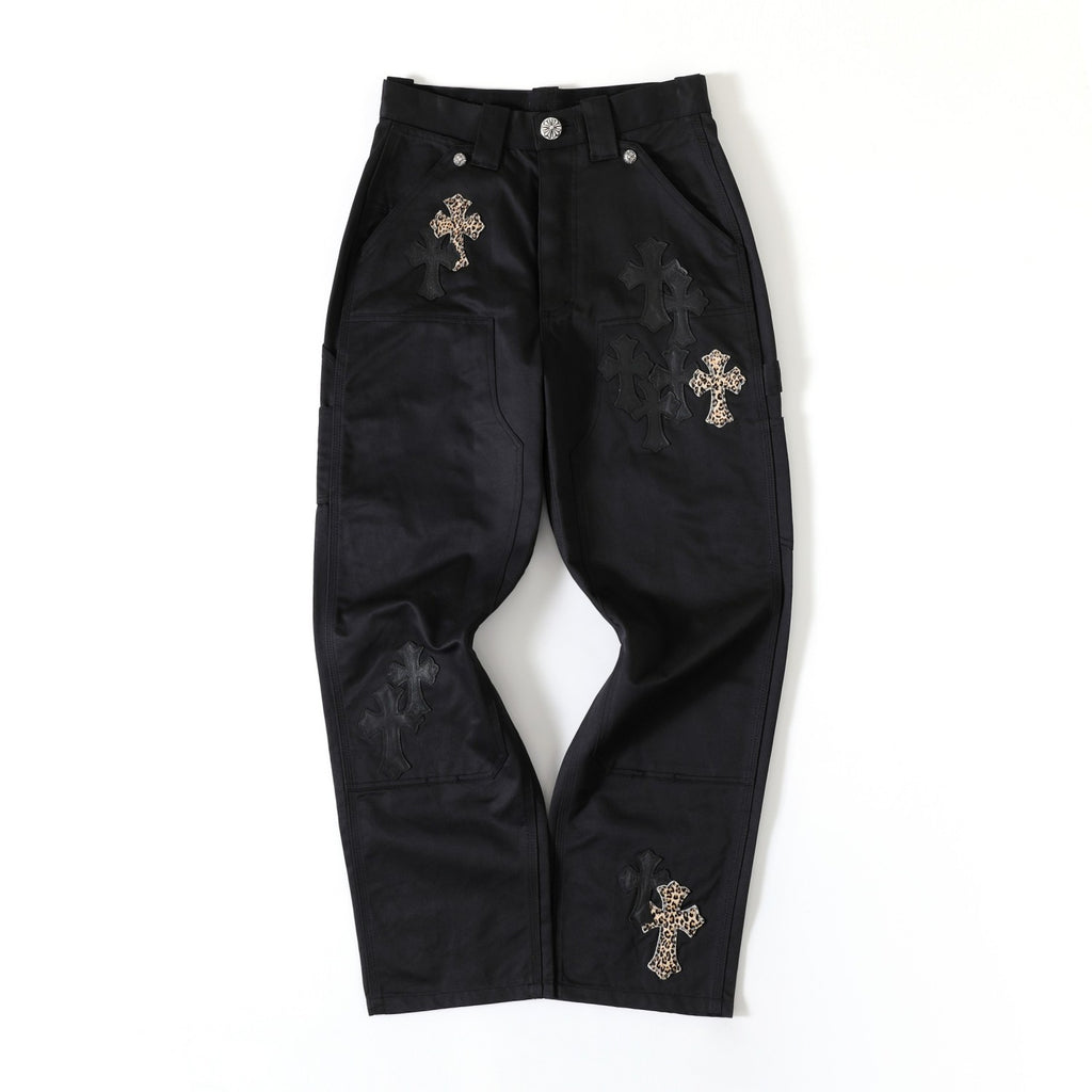 Chrome Hearts Men's Spring/Fall Fashion Casual Collared Single-Breasted Solid-Color Shirt Jacket with Loose-Fit Waist-Tie Workwear Pants Suit Set #78853