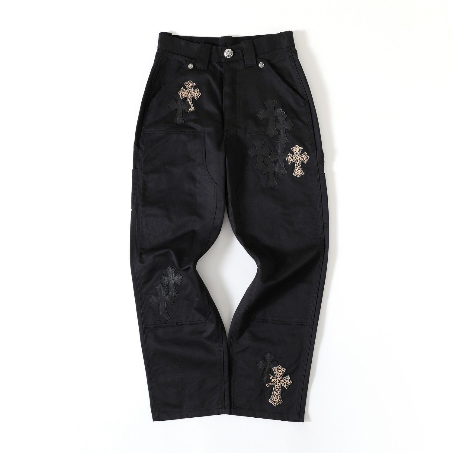 Chrome Hearts Men's Spring/Fall Fashion Casual Collared Single-Breasted Solid-Color Shirt Jacket with Loose-Fit Waist-Tie Workwear Pants Suit Set #78853