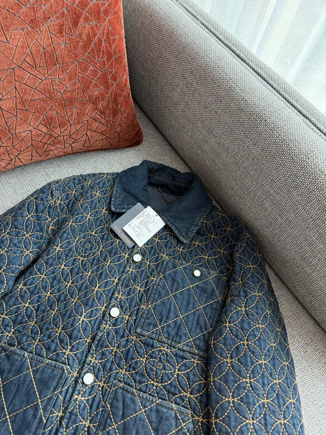Louis Vuitton Men's And Women's Fall/Winter Fashion Casual Lapel Single Breasted Cotton Jacket Denim Jacket #79224