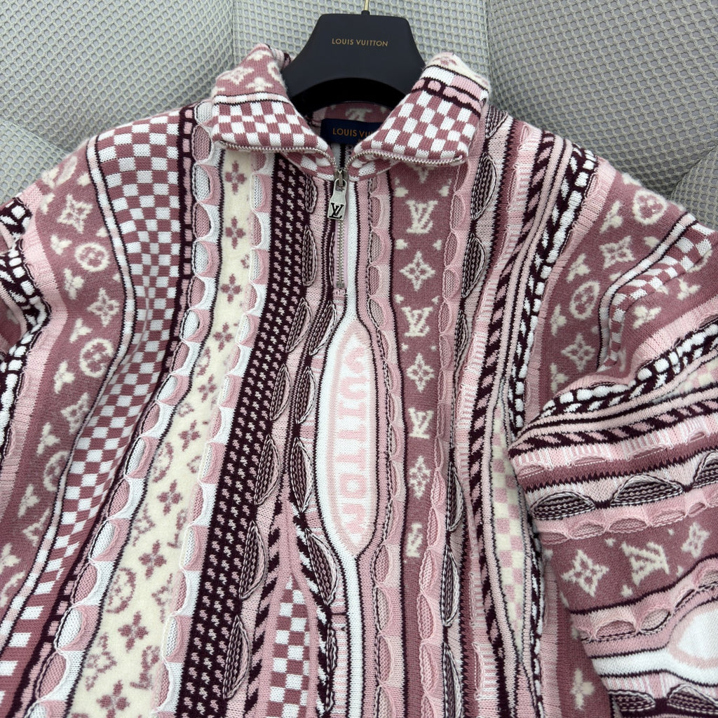 Louis Vuitton Men's Spring/fall Fashion Casual Jacquard Pattern Half zip High neck Pullover Sweatshirt #78482