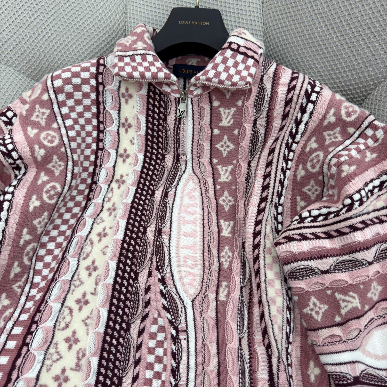 Louis Vuitton Men's Spring/fall Fashion Casual Jacquard Pattern Half zip High neck Pullover Sweatshirt #78482