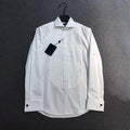 Louis Vuitton Men's All Seasons Solid Color Flip Leader Button Pleated Shirt Formal Long Sleeve Shirt Black White Ngvp #7614