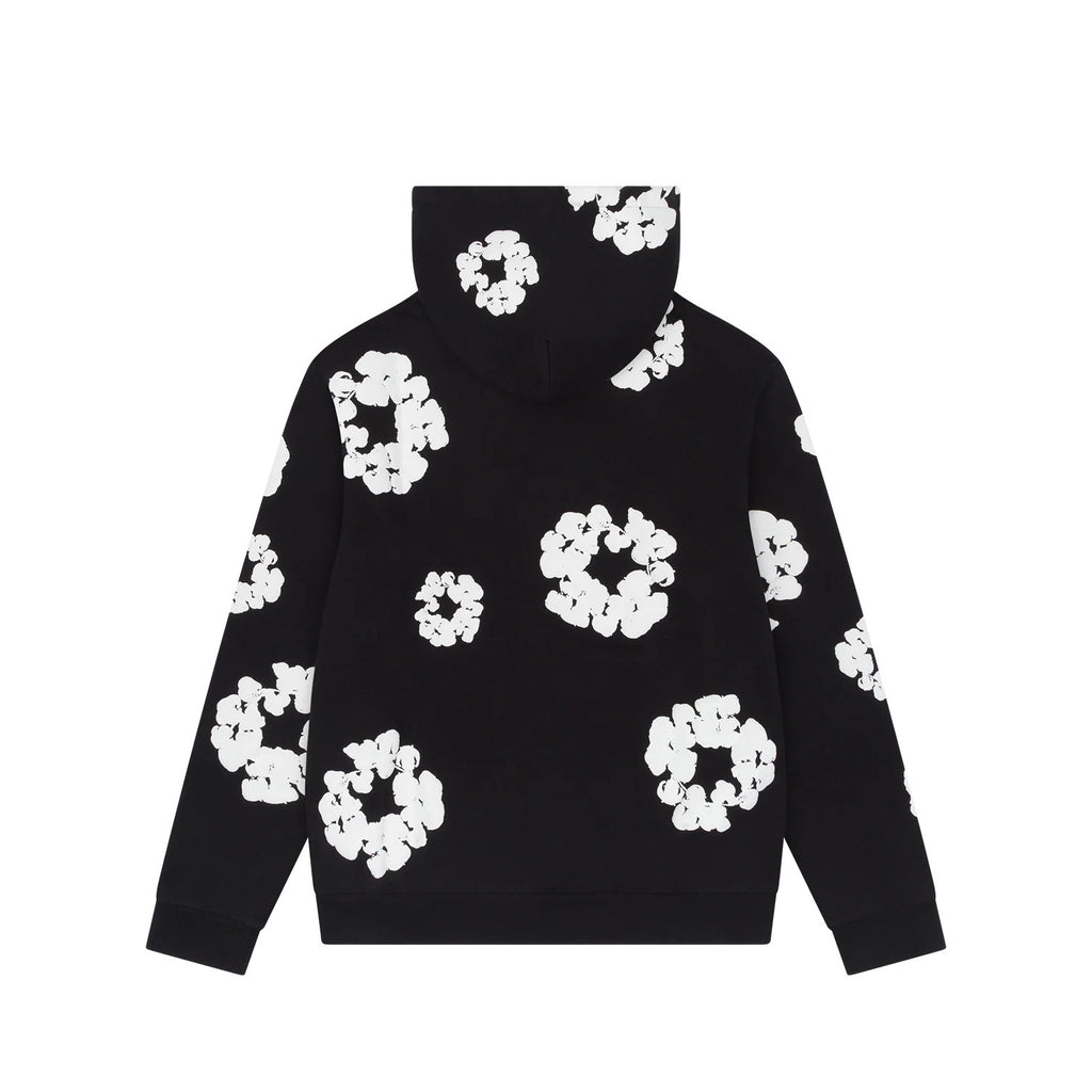 Denim Tears Men's And Women's Spring/fall Fashion Trend Solid Color Hooded Pullover Loose Fit Cotton Hoodie With Floral Print European American Style High Street Hip Hop Streetwear Sweatshirt #79535