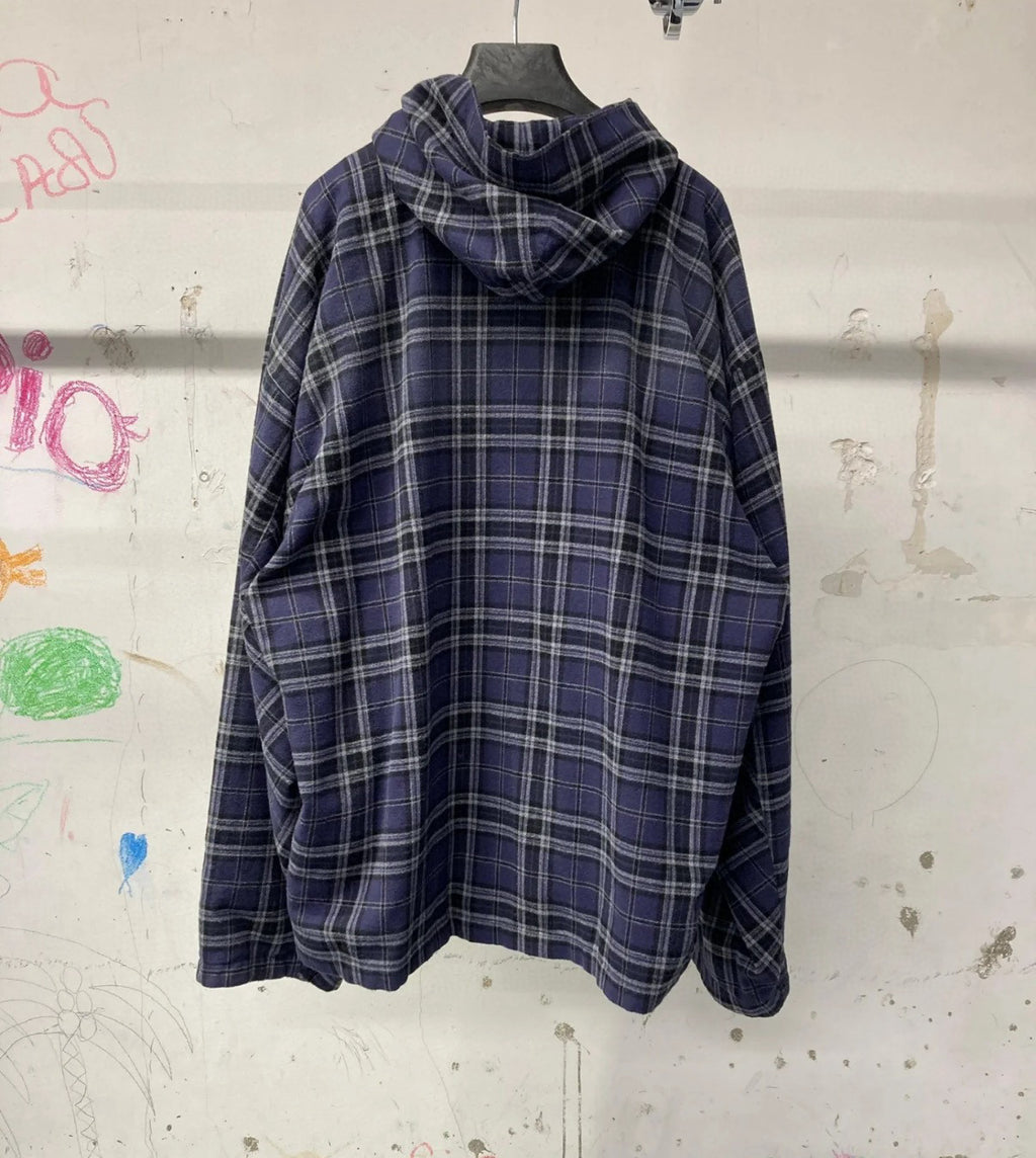 Balenciaga Men's And Women's Spring And Fall Embroidered Letter Print Purple Checkered Hooded Zipper Long Sleeve Jacket Pants Suit Set #76546