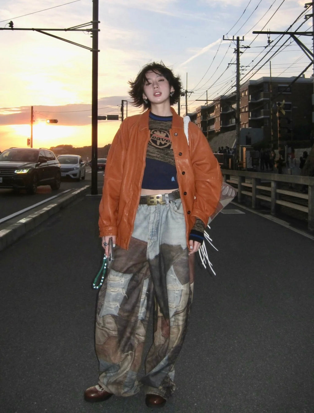 Acne Studios Men's Four Seasons Vintage Mud Dye Spliced Printed Loose Cotton Mid Waist Wide Leg Denim Pants Ngvp #8369