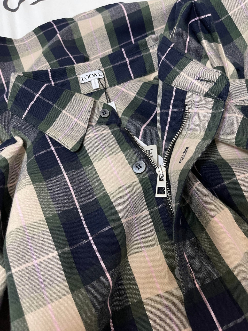 Loewe Men's And Women's Spring/Fall Fashion Casual Checkered Collared Single Breasted Long Sleeve Shirt #78827