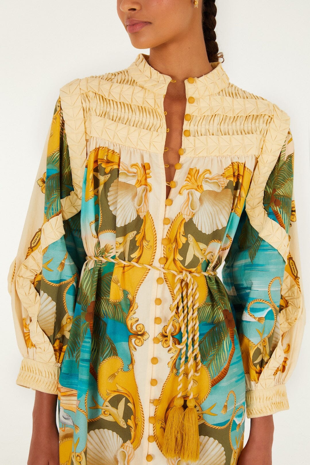 Sand Royal Sea Smocked  Mini Dress