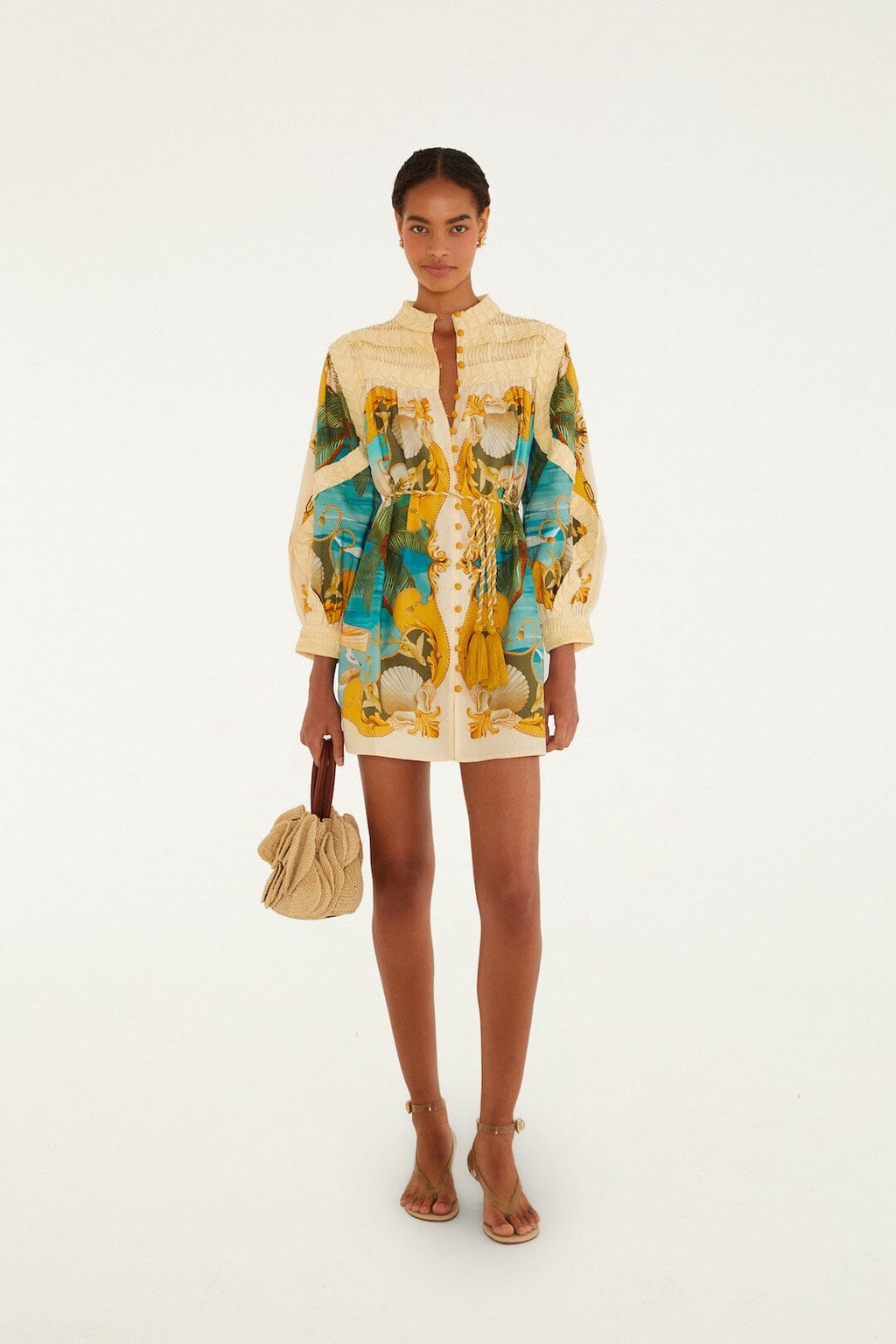 Sand Royal Sea Smocked  Mini Dress