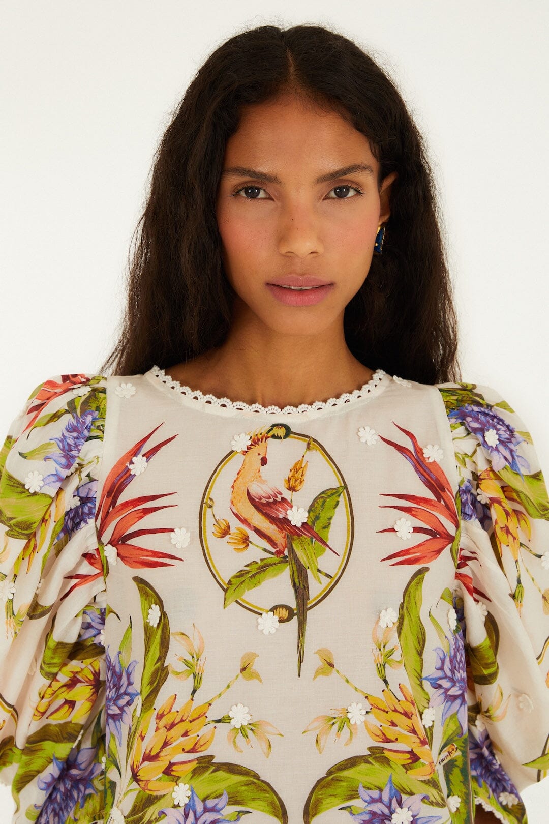 Sand Tropical Scarf Blouse