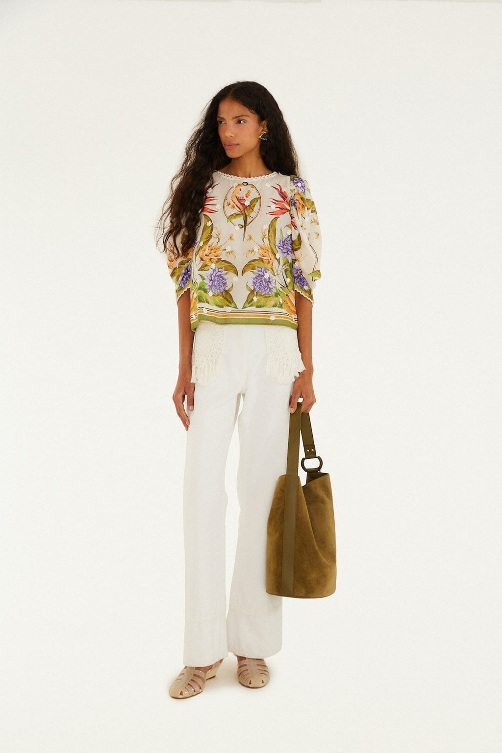 Sand Tropical Scarf Blouse