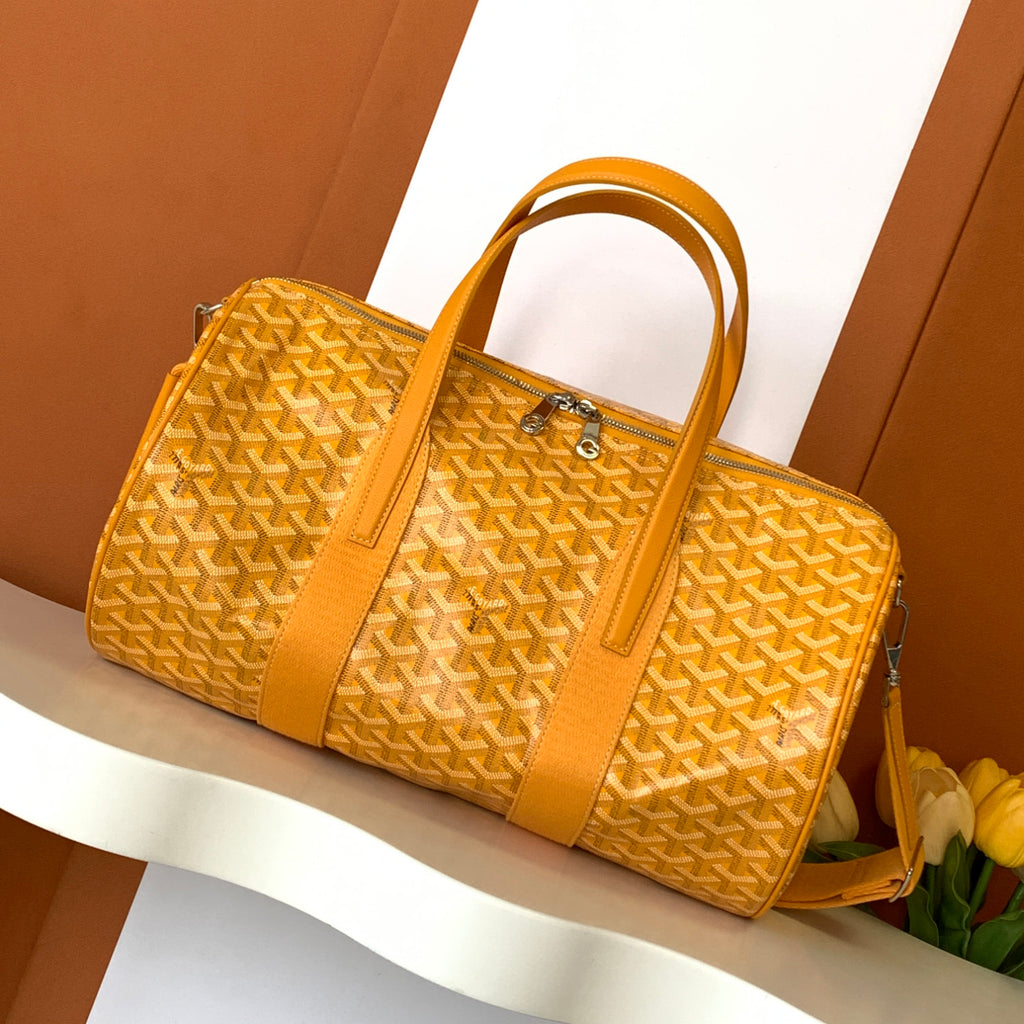 GOYARD Barrel 40 Men's And Women's Logo Printing Canvas Collocation Calf Leather Sports Bag Travel Bags #75143