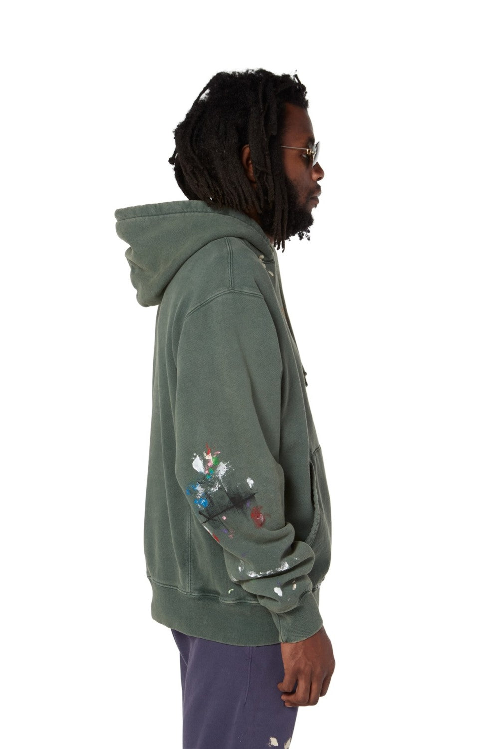 Gallery Dept. Men's Spring And Autumn Graffiti Letters Printing Solid Color Do Old Hooded Sweatshirt Casual Ink Splash Elastic Waist Drawstring Pants Ngvp #9291