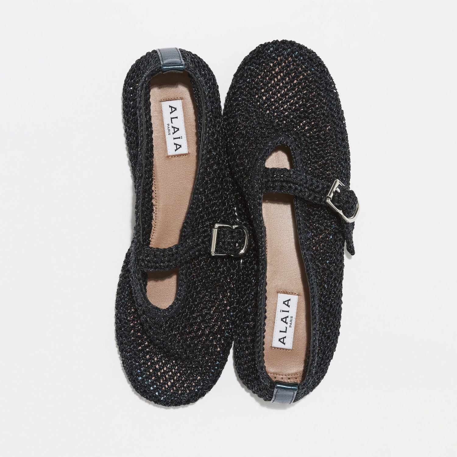 Alaia Ballet Flats In Knitted Lurex Women's Summer Solid Color Round Toe Fashion Modern Buckle Flats  Shoes Ngvp  #1635