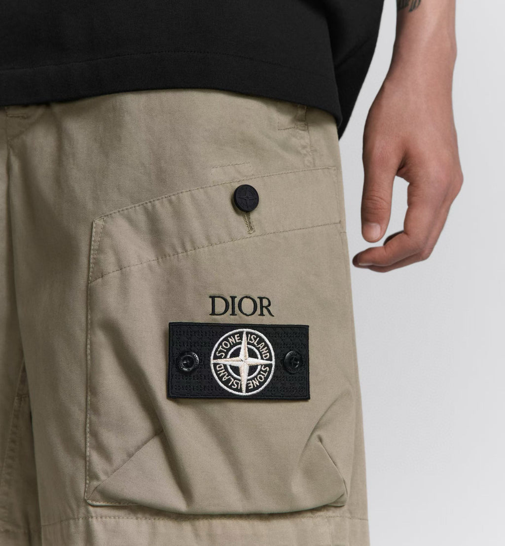Dior Dior And Stone Island Men's Summer Solid Color Letter Logo Casual Fit Bermuda Shorts #75358