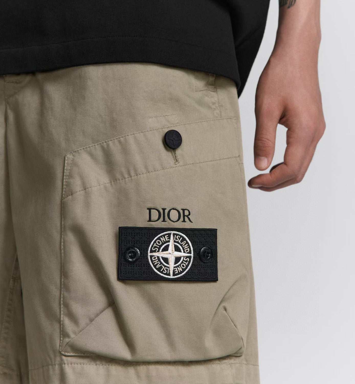 Dior Dior And Stone Island Men's Summer Solid Color Letter Logo Casual Fit Bermuda Shorts #75358