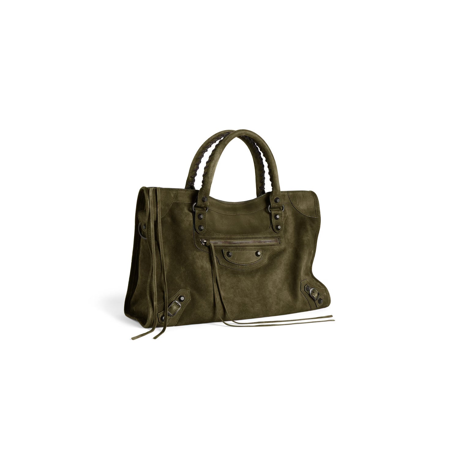 Balenciaga Women's Le City Large Handbag with Woven Handles. Solid Color Leather Crossbody Shoulder Bag. Fashionable Casual Bag Bags 8230582AB2A1143 #81498