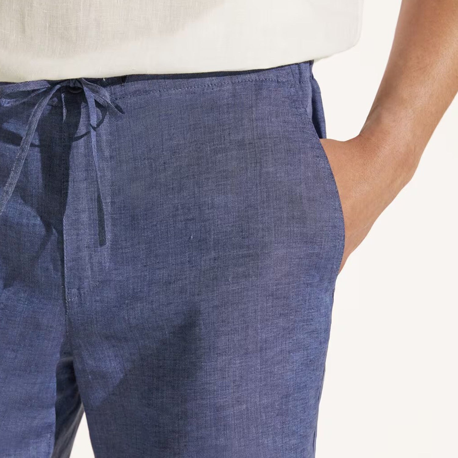 Loro Piana Men's Spring And Summer Trend Fashion Mid-waist Tie Shorts Linen Solid Color Casual Pants Ngvp #8163