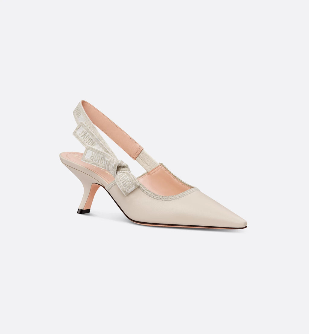 Dior Women's J'Adior Slingback Pump Embroidered Bow Leather Solid Color High-Heel Shoes Spring. Summer. and Fall Pointed-Toe Stiletto Casual Shoes Heel Height: 6.5 cm #81471