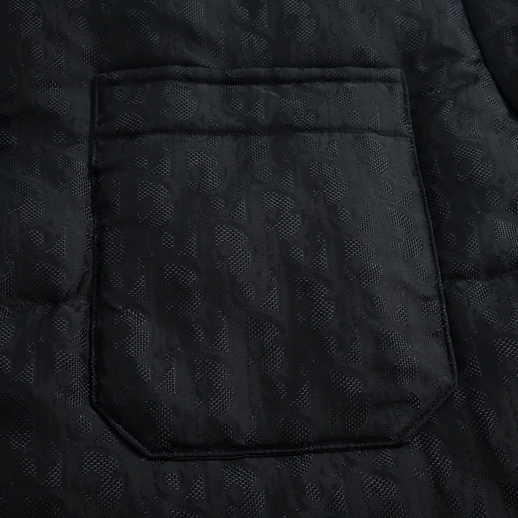Dior Men's Fall And Winter Black Dark Logo Print Lapel Single Breasted Long Sleeved Puffer Down Jacket #74317
