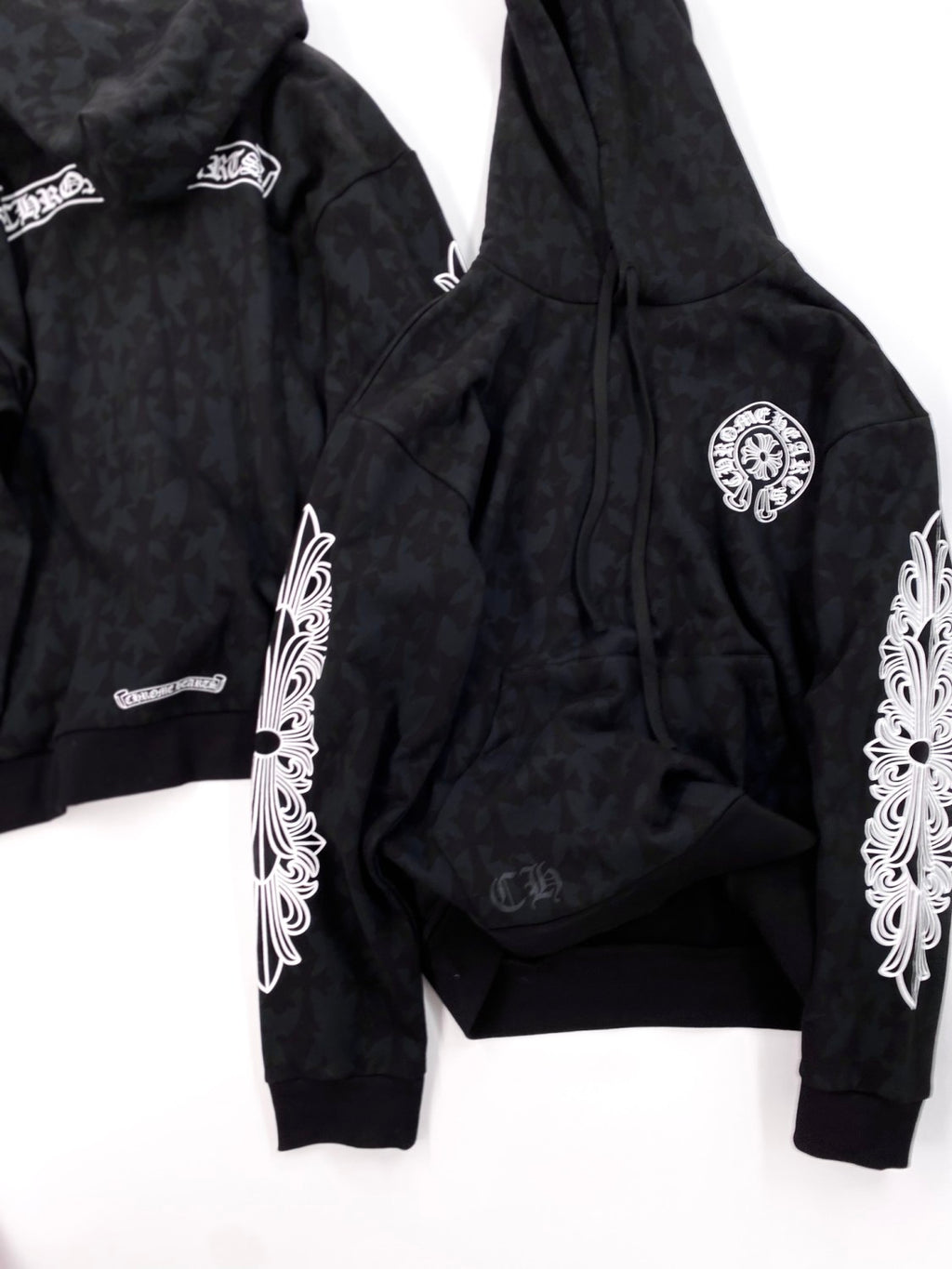 Chrome Hearts Men's Spring and Autumn Black Logo Printed Long Sleeve Hooded Sweatshirt Pullover #99846