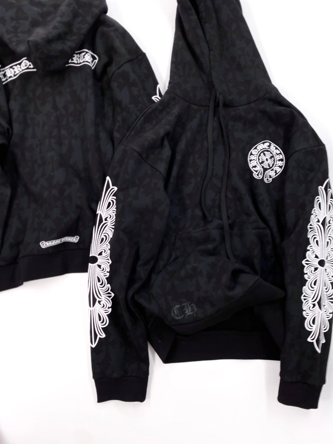 Chrome Hearts Men's Spring and Autumn Black Logo Printed Long Sleeve Hooded Sweatshirt Pullover #99846