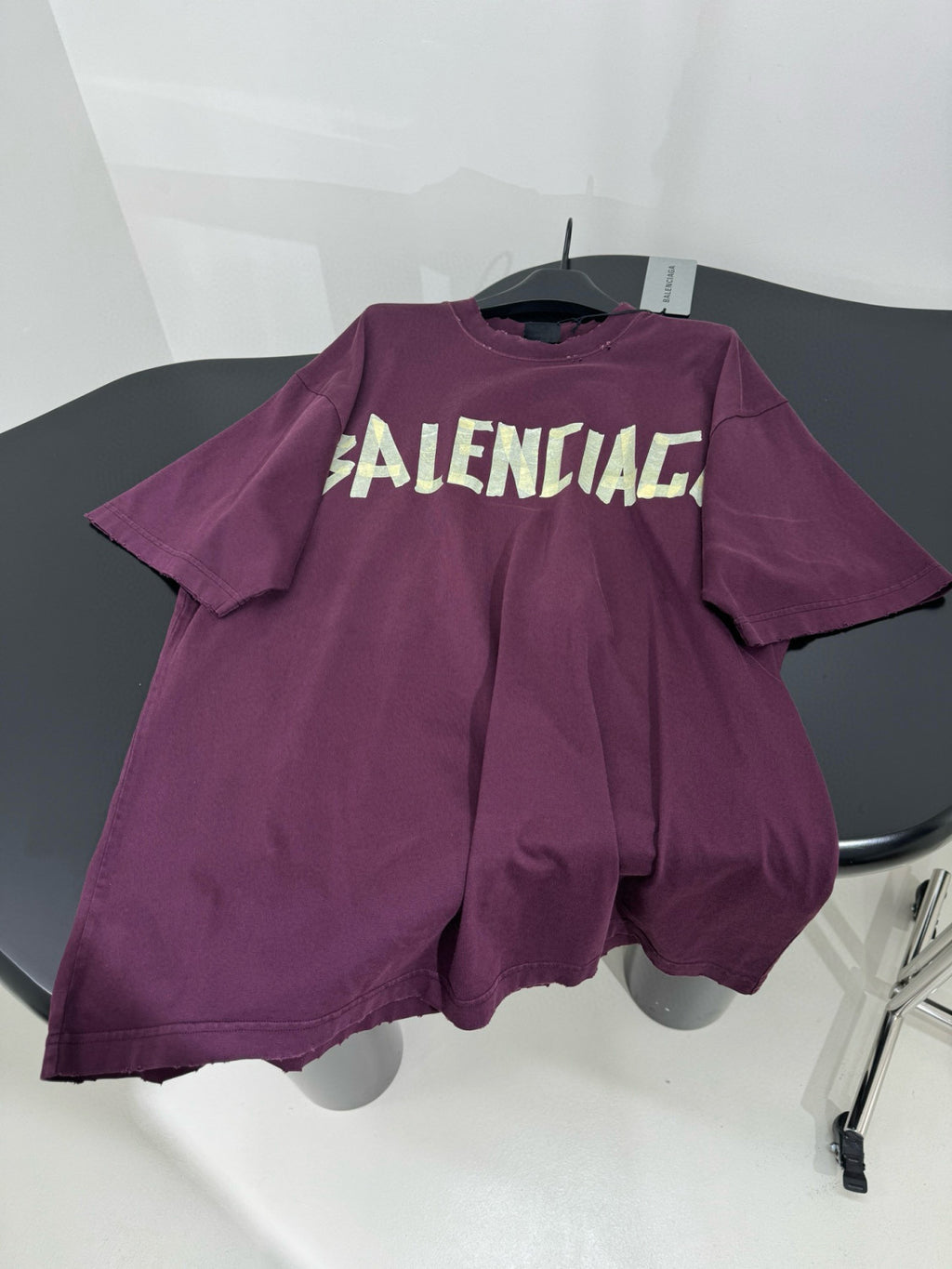 Balenciaga Men's Summer Crimson Letter Print Round Neck Regular Fit Short Sleeve T-Shirt #98985