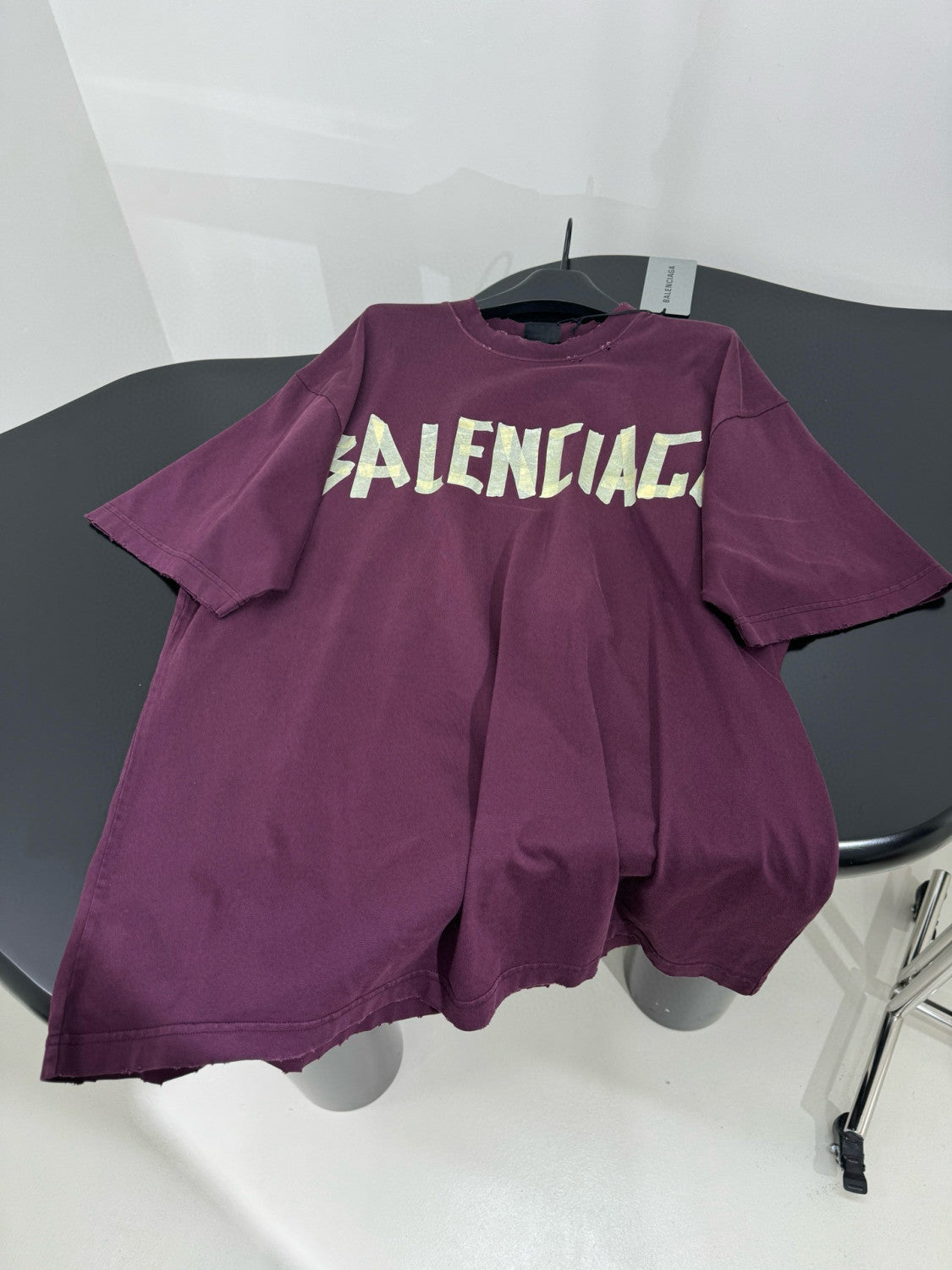 Balenciaga Men's Summer Crimson Letter Print Round Neck Regular Fit Short Sleeve T-Shirt #98985
