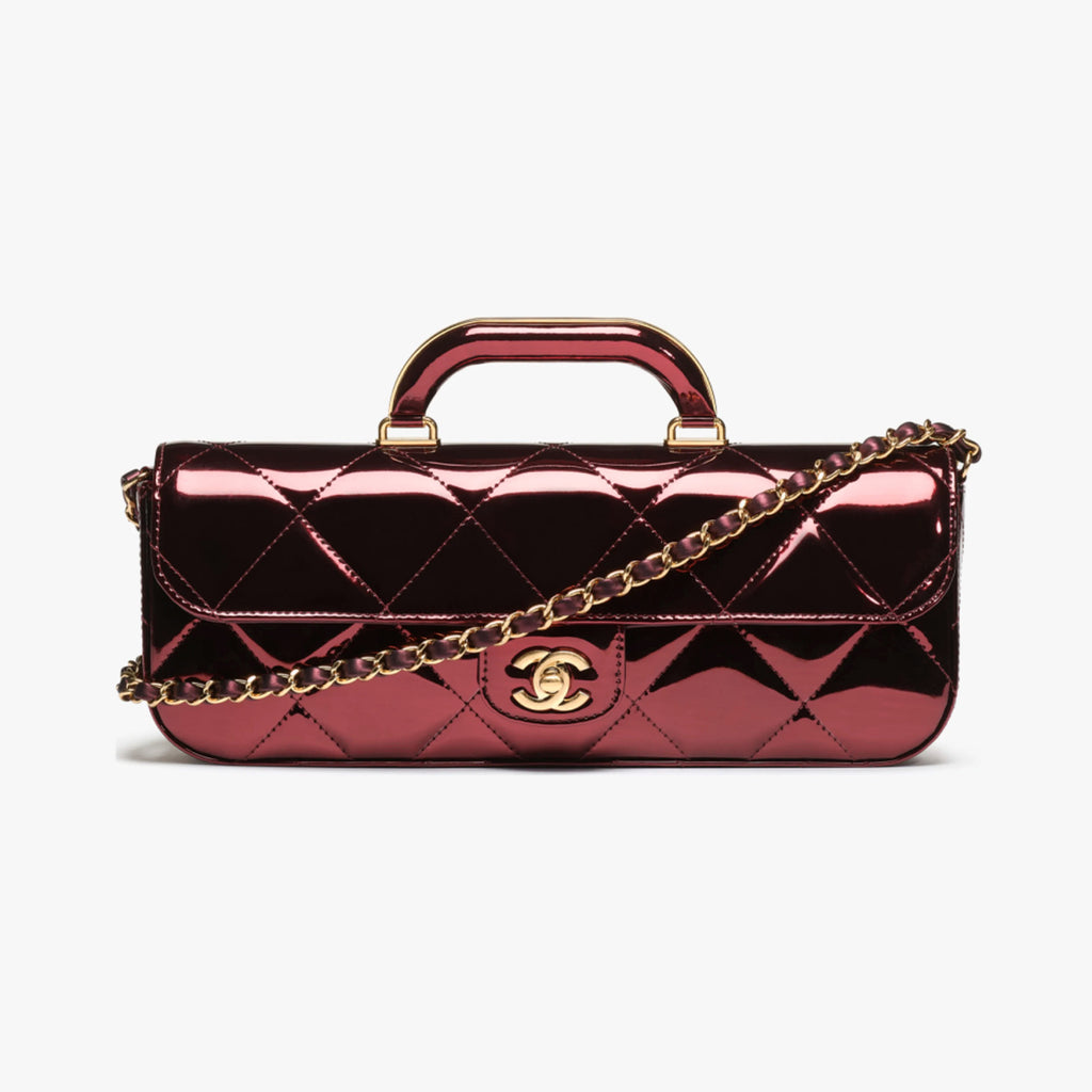 Chanel Large Flap Bag With Top Handle Women's Baguette-shaped Long Bag Refined And Elegant Crossbody Bags Metallic-colored Leather Tends To Fade Easily #81873A