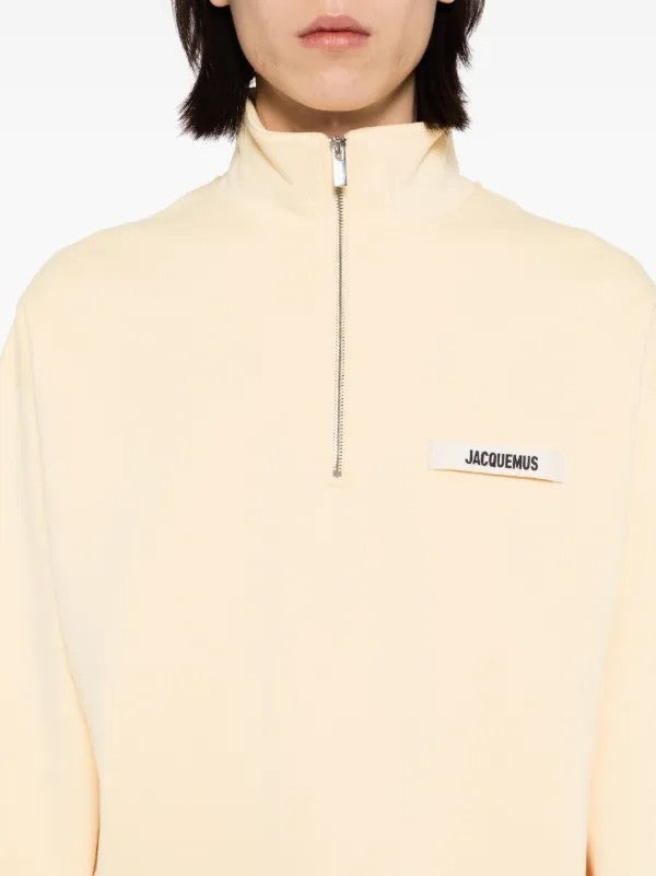 Jacquemus Men's Spring/Fall Fashion Casual High Neck Half Zip Embroidered Knit Logo Sweatshirt #78534